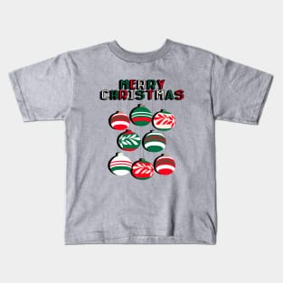 Merry Christmas Baubles in Tradition Red and Green Colours Kids T-Shirt